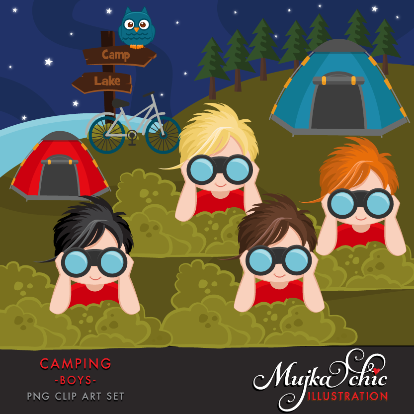 Camping Clipart Boys 