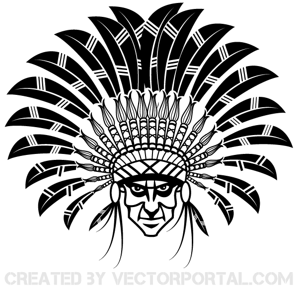 Indian skull headdress clipart 