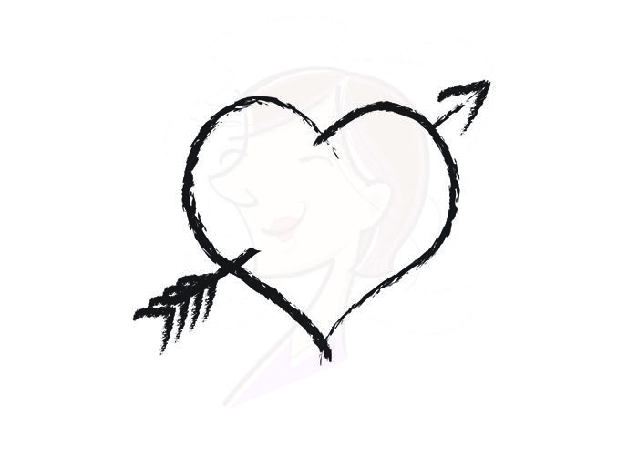 Black And White Heart Arrow Clipart 