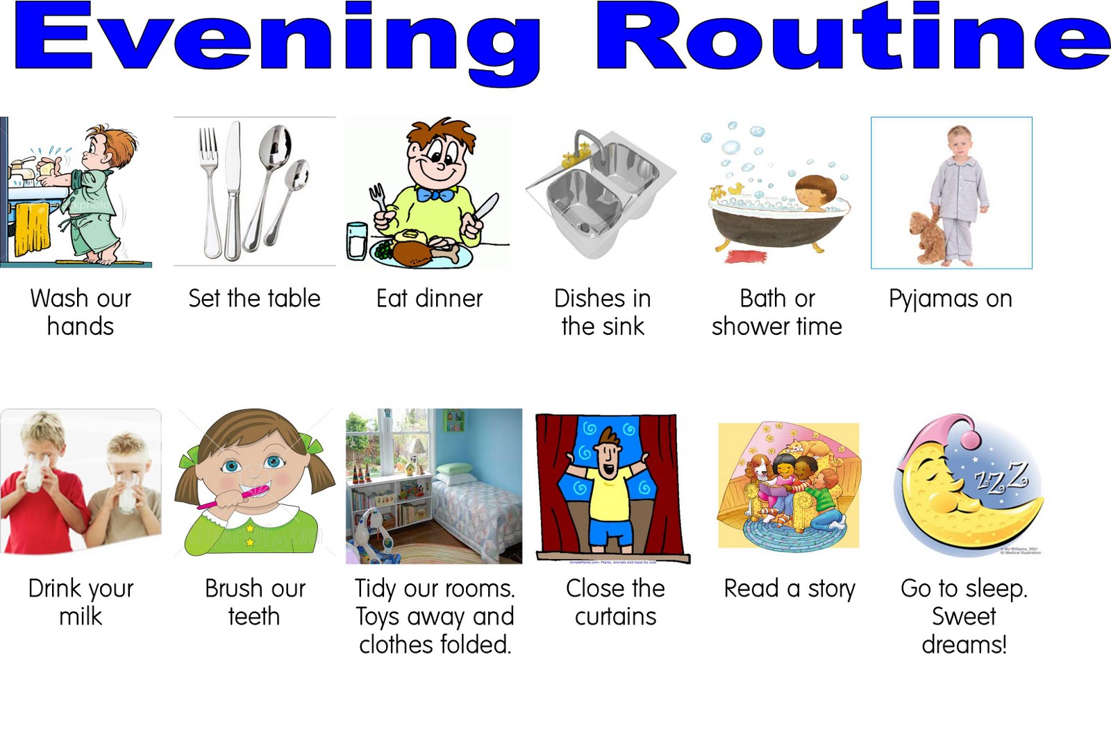 Night Time Activities For Kids Clipart