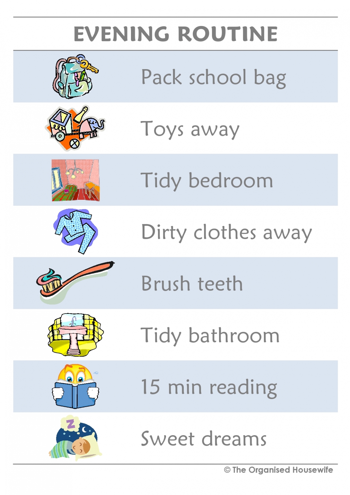 Blank Bedtime Routine Chart
