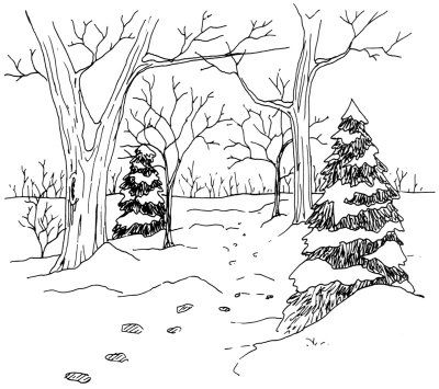 Tree sketch scenes clipart 