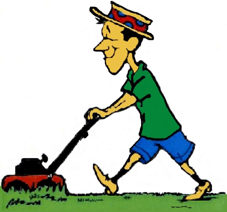 Funny Mowing Lawn Clipart 