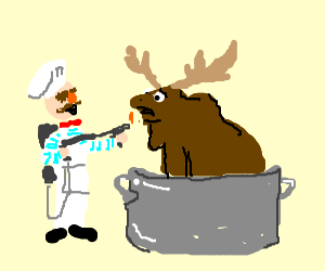 swedish chef tries to cook moose w/ flamethrower 