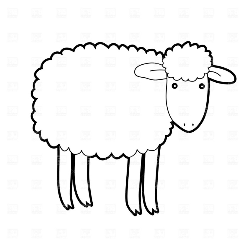 Black and white lamb clipart 