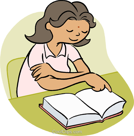 Student reading quietly clipart 