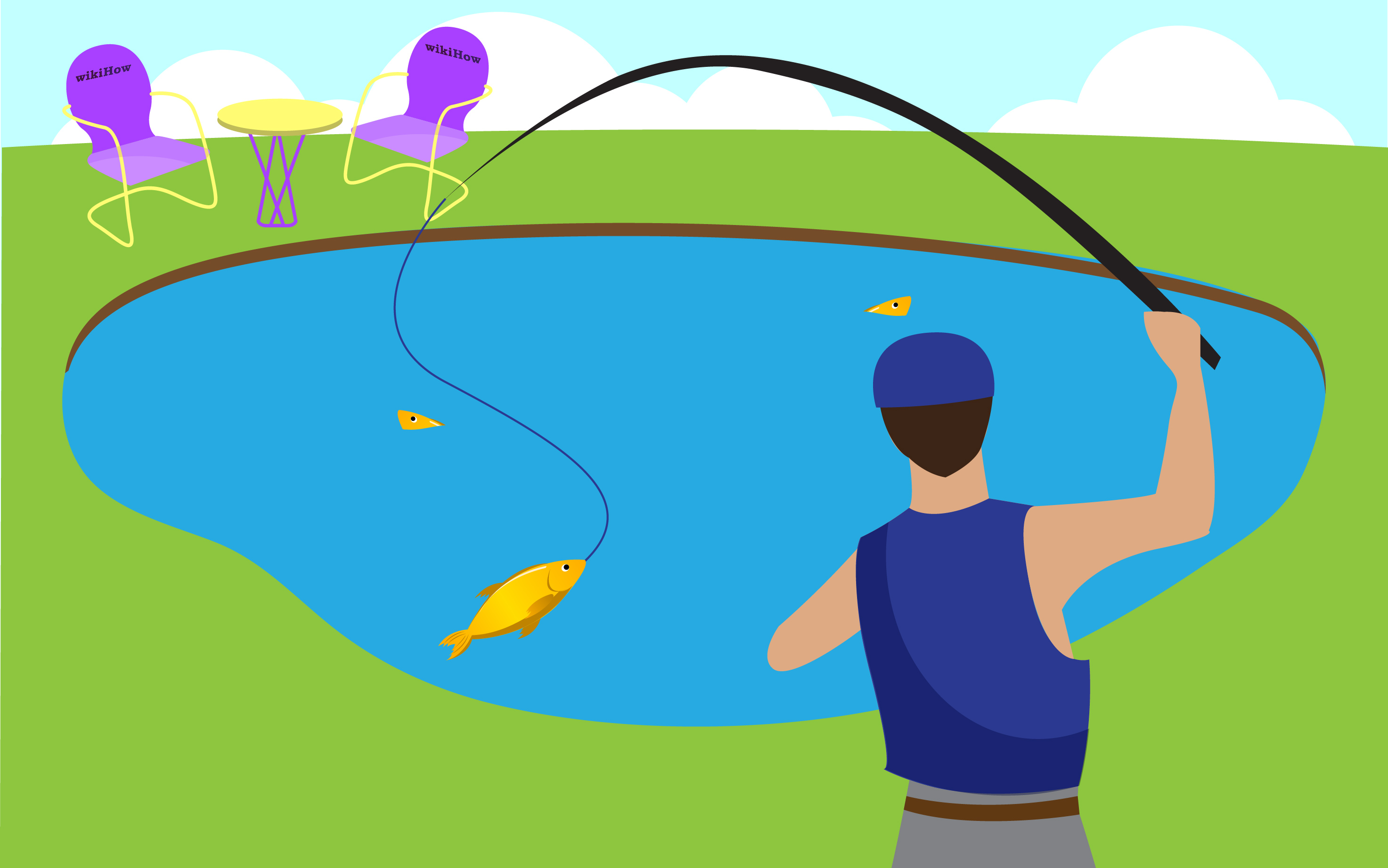 fishing in a pond cartoon - Clip Art Library