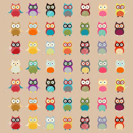 Cute Colorful Owl Pattern Vector Background Royalty Free Clipart 