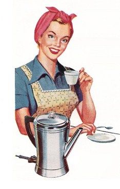 coffee retro clipart vintage housewife girl cooking break cliparts 1950s cafe 50s library meme classic drinks visit percolator
