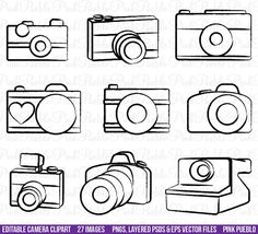 Camera Clipart Clip Art, Photography Logo Elements, Layered 