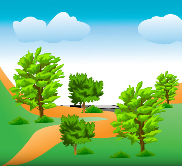 Mountain and trees clipart 