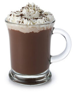 coffee or hot chocolate with whipped cream 