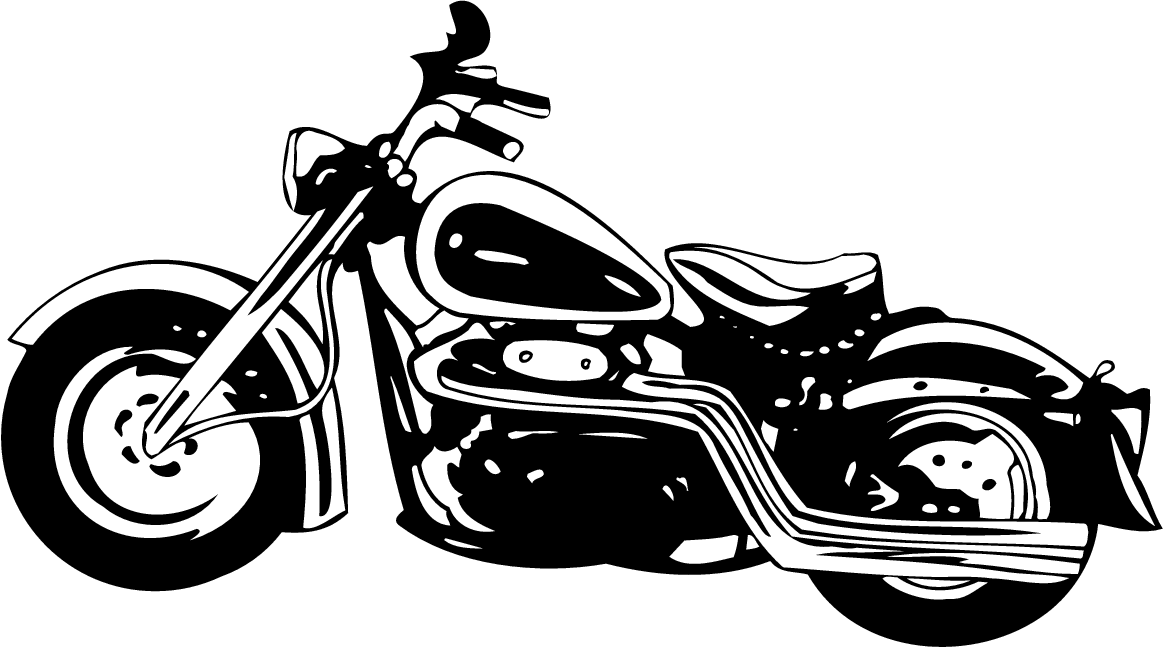 Harley Motorcycle Black And White Clipart 