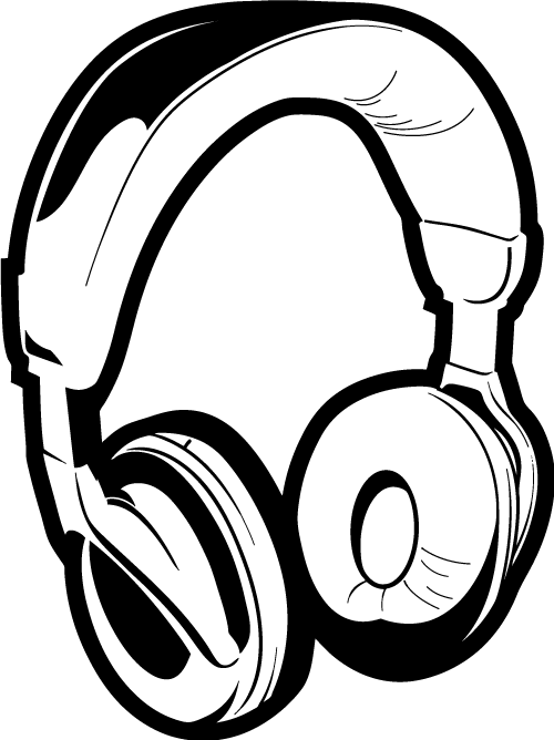 Computer Headphone Clipart Black And White 