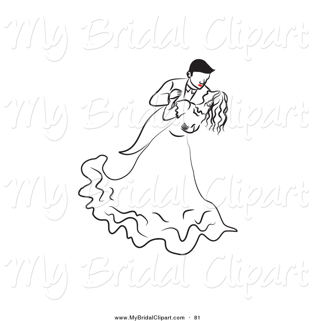 Bride and groom dancing clipart 