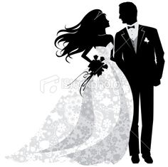 Bride and groom silhouette clip art 