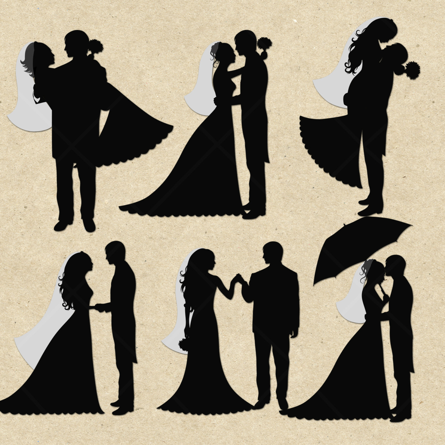 Bride And Groom Silhouette Clipart 