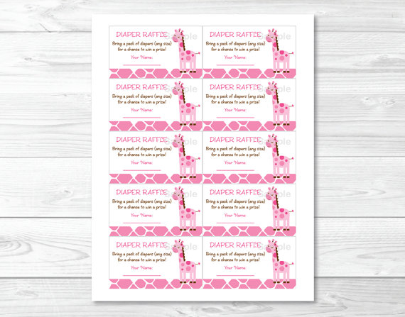 Cute Pink Giraffe Diaper Raffle Tickets / by LittlePrintsParties 