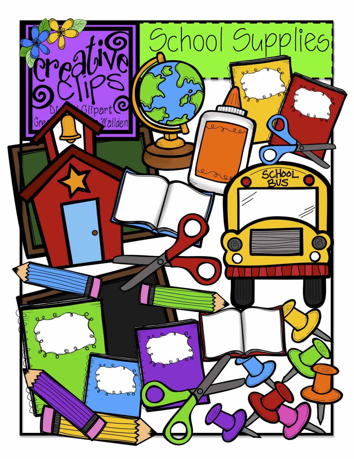 The Creative Chalkboard: Free School Bus Clipart and KIDS Bundle 