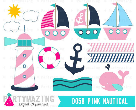 Nautical ClipArt set sail boat clipart set cute by Partymazing 