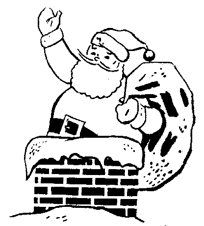 Line drawing clipart of santa 