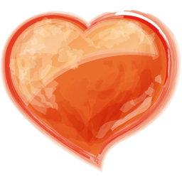 Glossy Orange Heart Icon, PNG ClipArt Image 