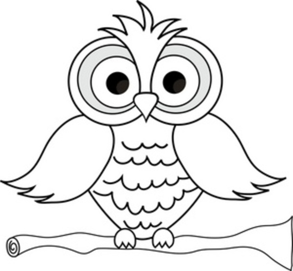 Owl body black and white clipart 
