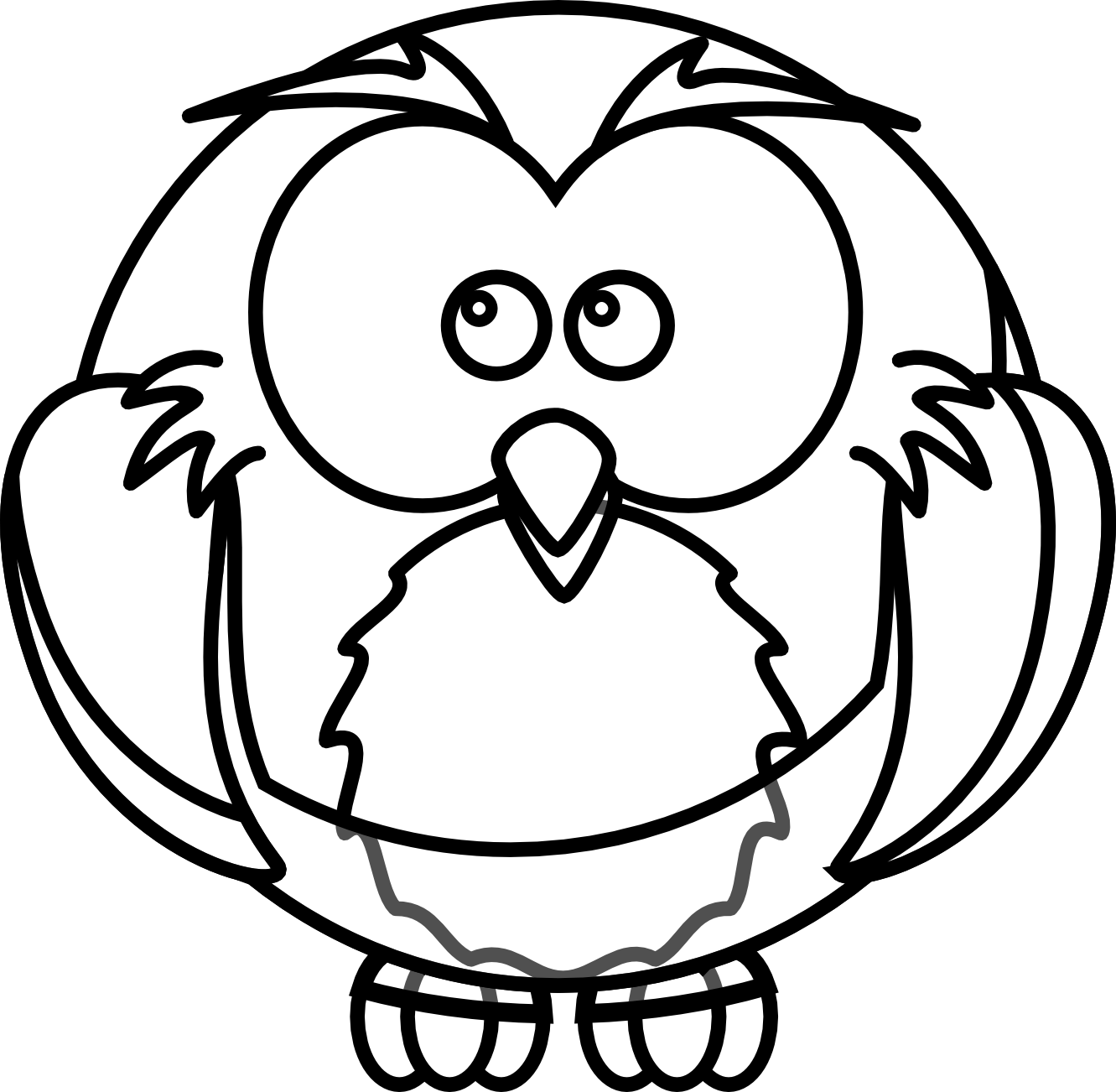 Owl body black and white clipart 