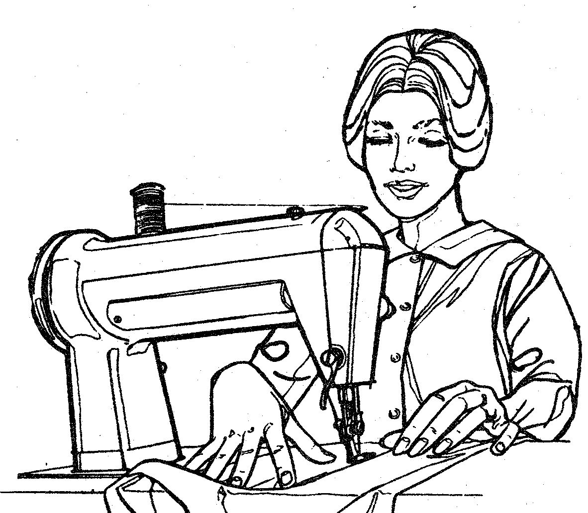 Lady Sewing Clipart 
