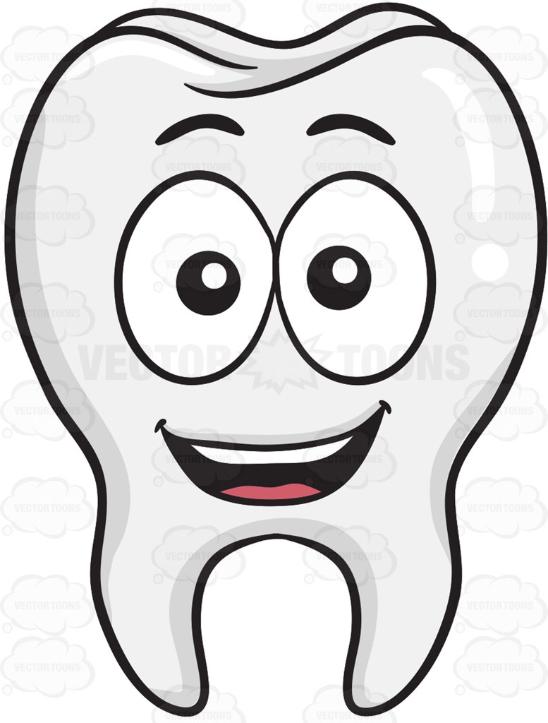 Delighted Tooth With Bright Look On Face Cartoon Clipart 