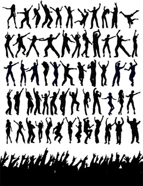 People disco dancing silhouette free clip art free vector download 