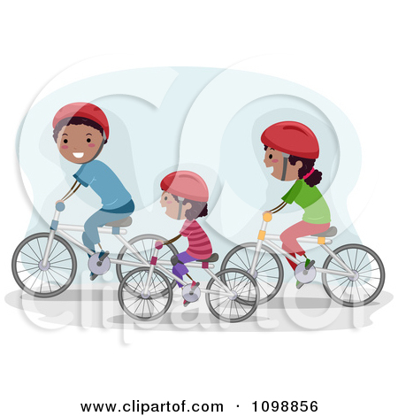Family bike ride clipart 