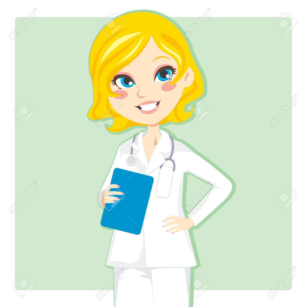 Girl holding clipboard clipart 