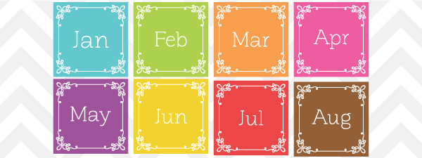 Calendar headings clipart names of months 