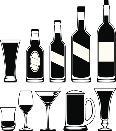 Alcohol clipart black and white 