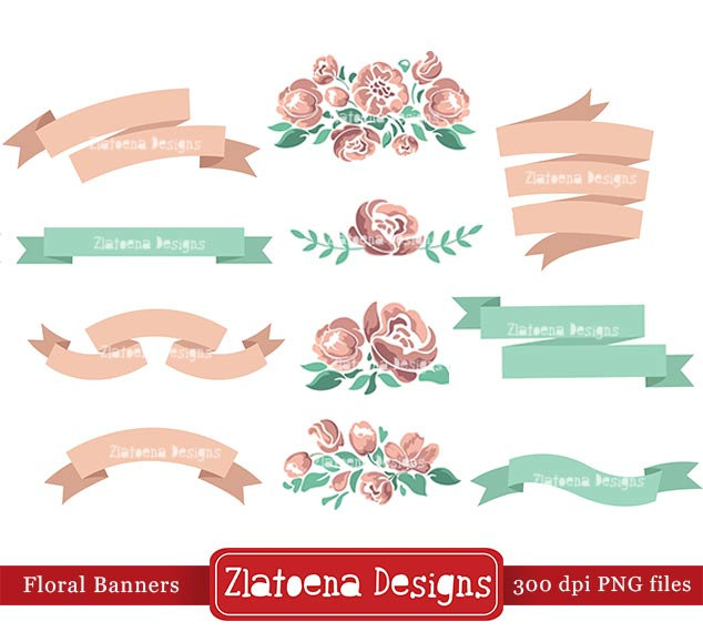 Shabby chic banner clipart 