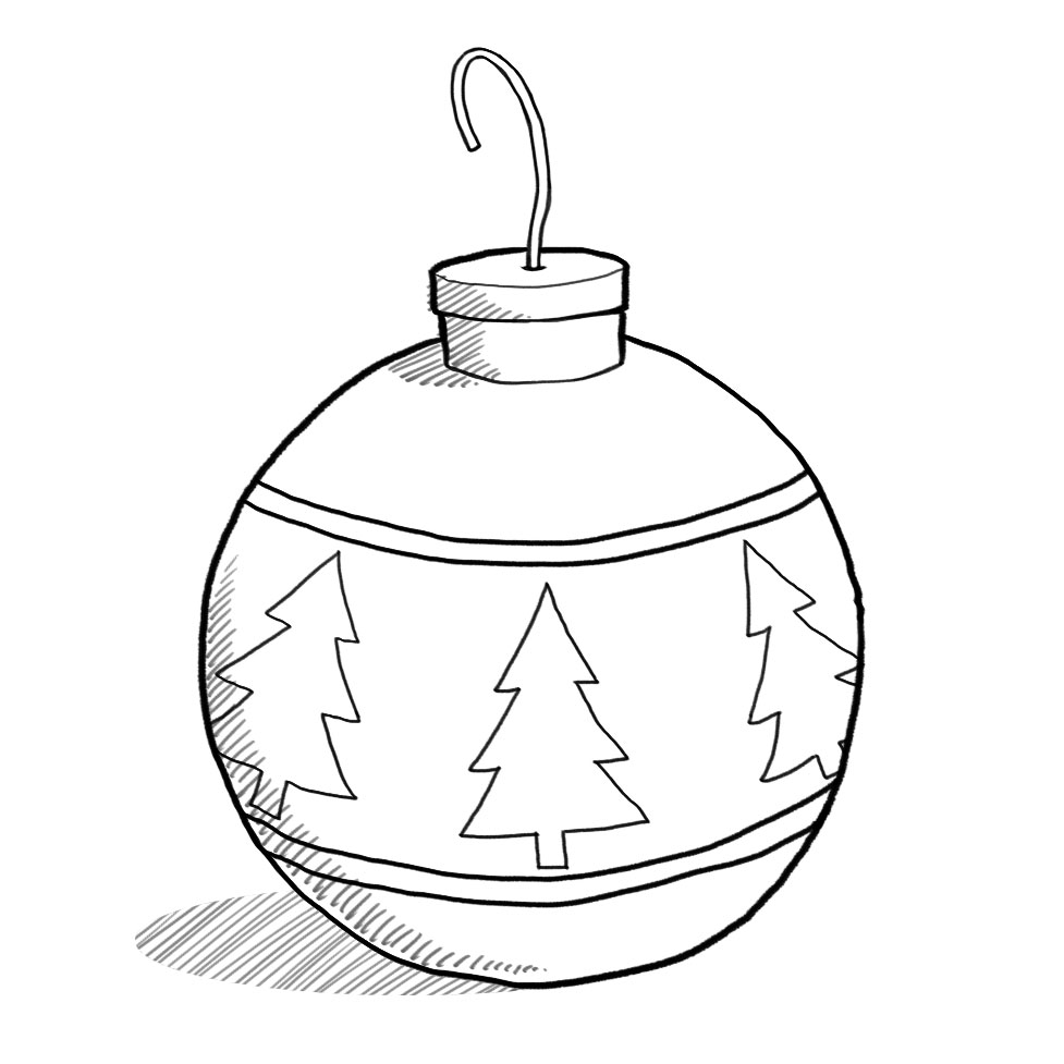 Christmas ornament clipart black and white free 