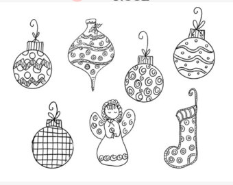 Clipart lace christmas ornament black and white 