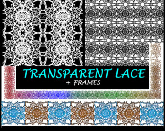 Transparent Lace Stamp  Clip Art Printable by ArtWildflowersDigi 