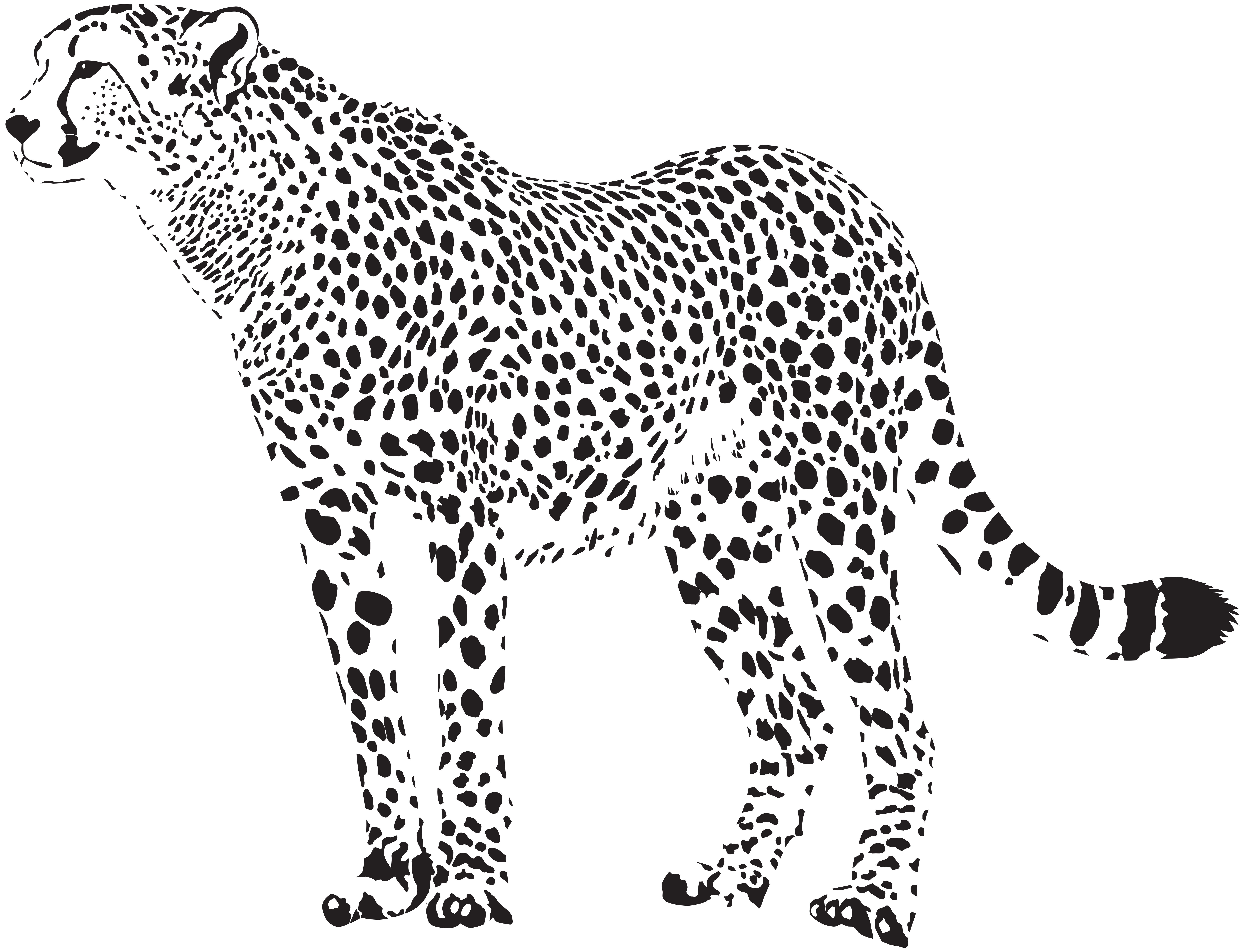 Cheetah Silhouette PNG Transparent Clip Art Image 