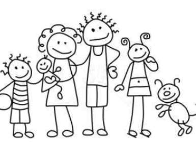 Black and white clipart family 