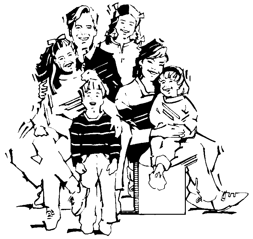 Clipart black n white people family 