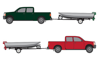 Boat Trailer and Pickup stock vectors 