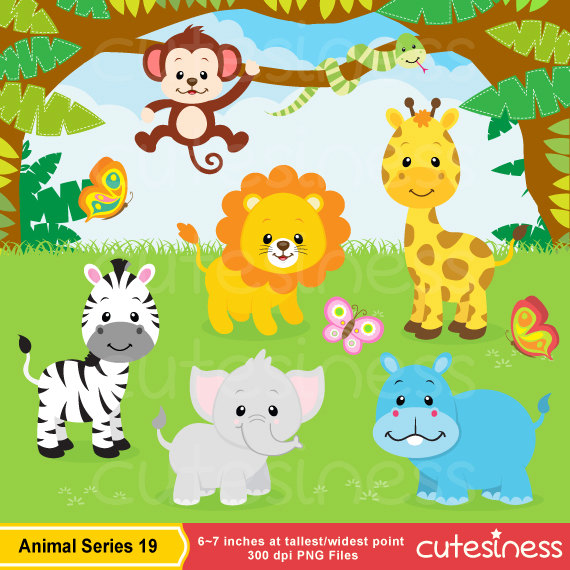 Baby animals jungle clipart 