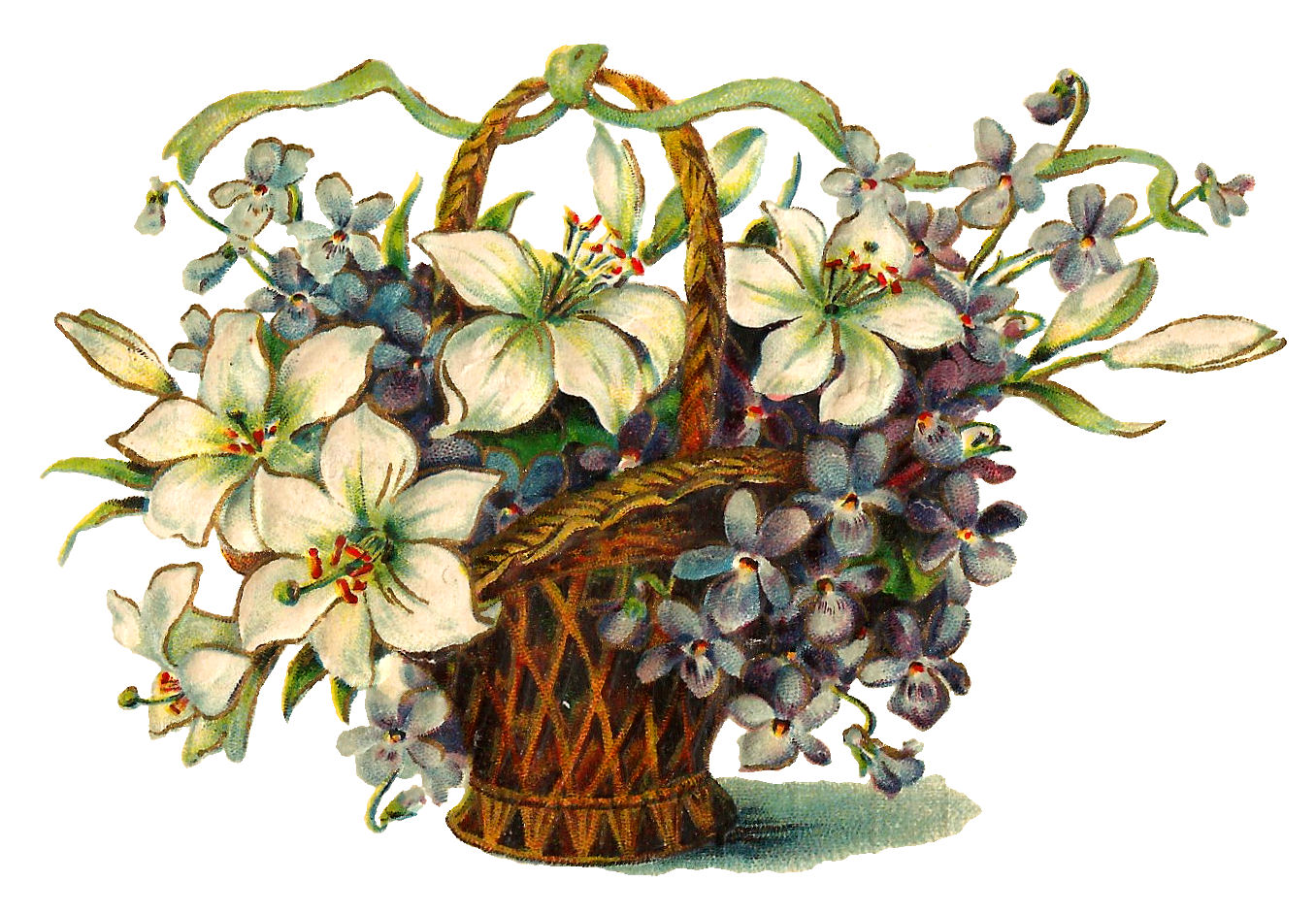 Antique Image: Wildflower Image Free Flower Basket Digital 
