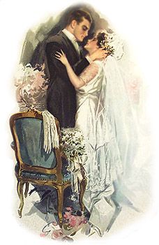 Victorian bride and groom, vintage wedding clipart, antique 