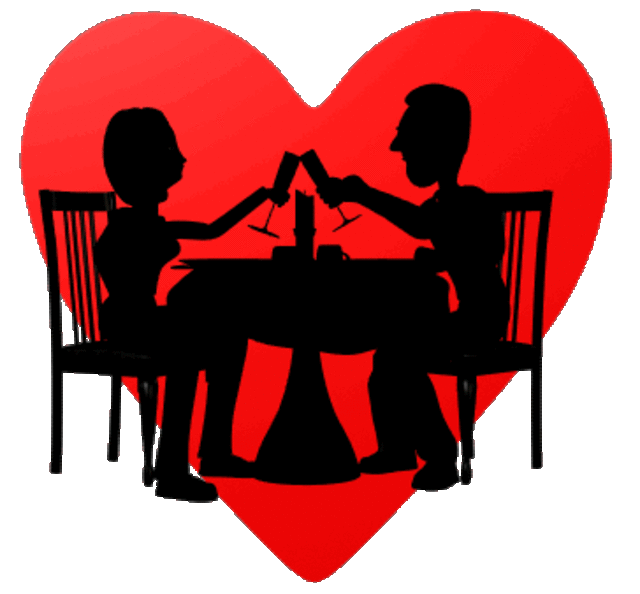 Valentines day dinner clipart image 