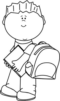 Clipart black and white school baby 
