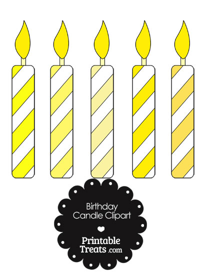 Birthday Candle Clipart in Shades of Yellow 