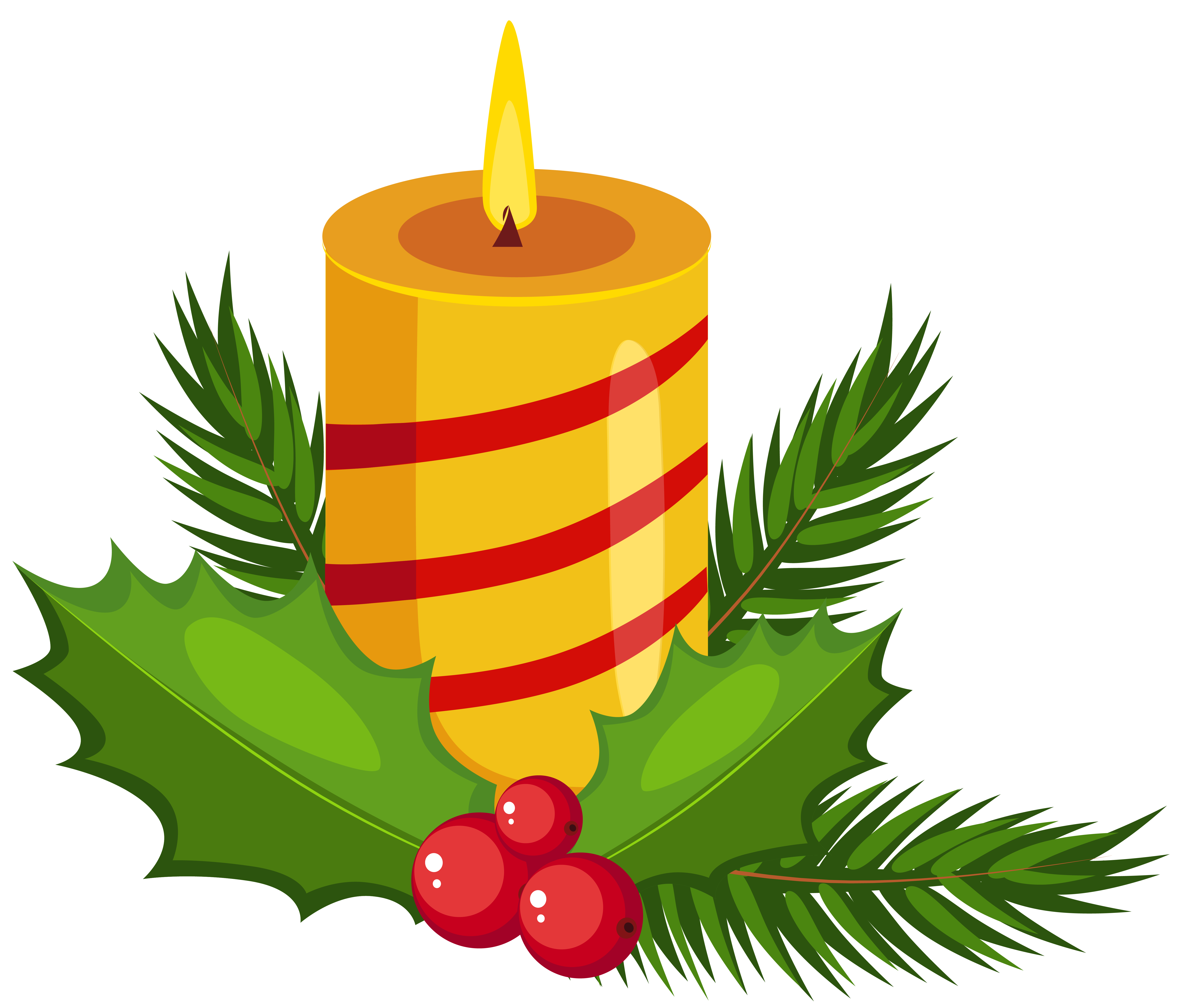Christmas Holly Candle Transparent PNG Clip Art Image 